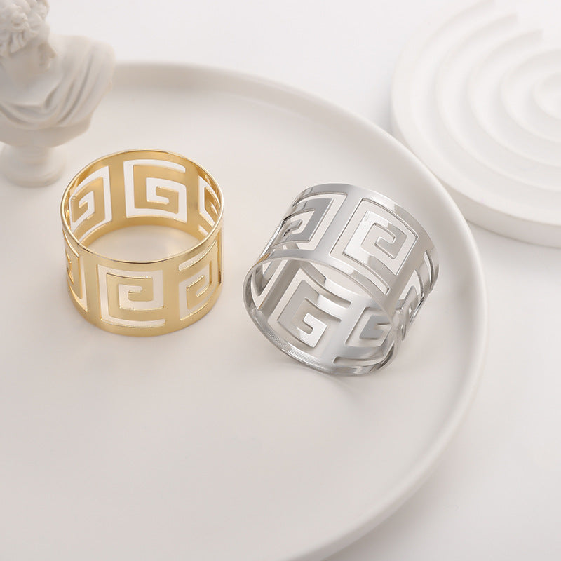 4Pc Aluminum Hollow Napkin Ring Gold