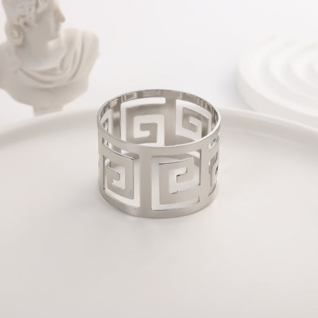 4Pc Aluminum Hollow Napkin Ring Silver