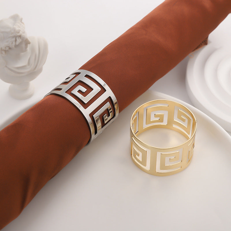 4Pc Aluminum Hollow Napkin Ring Gold