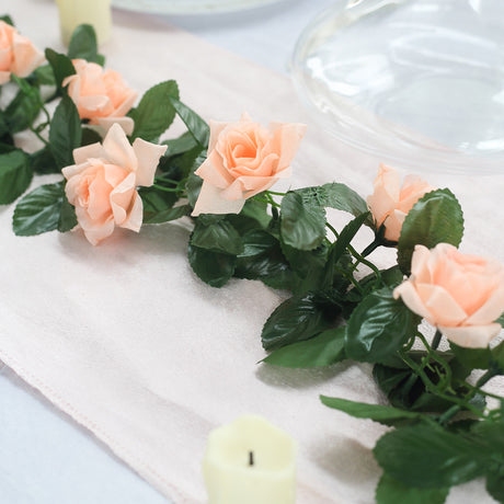 Artificial Silk Rose Garland 6ft Peach
