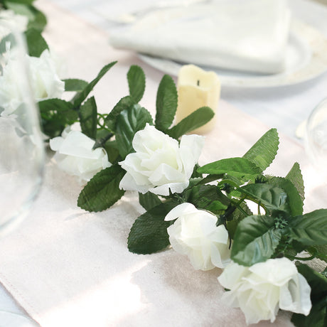 Artificial Silk Rose Garland 6ft Milky White