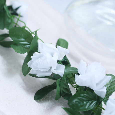Artificial Silk Rose Garland 6ft White