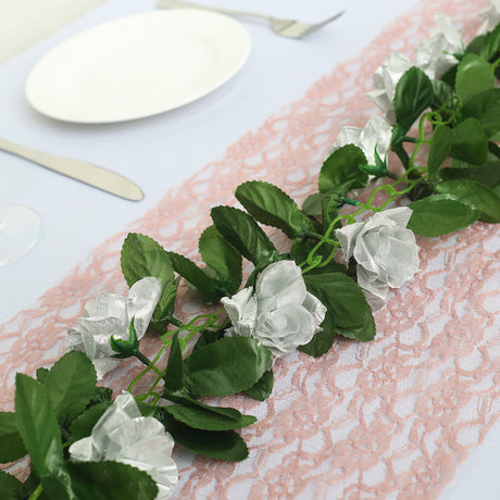 Artificial Silk Rose Garland 6ft Silver
