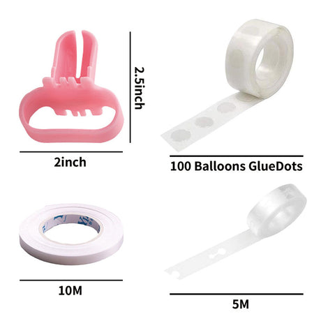 Set of 4 Balloon Arch Kit - Decorating Strips, Balloon Tie Tool, Glue Dots and Curling Ribbon
