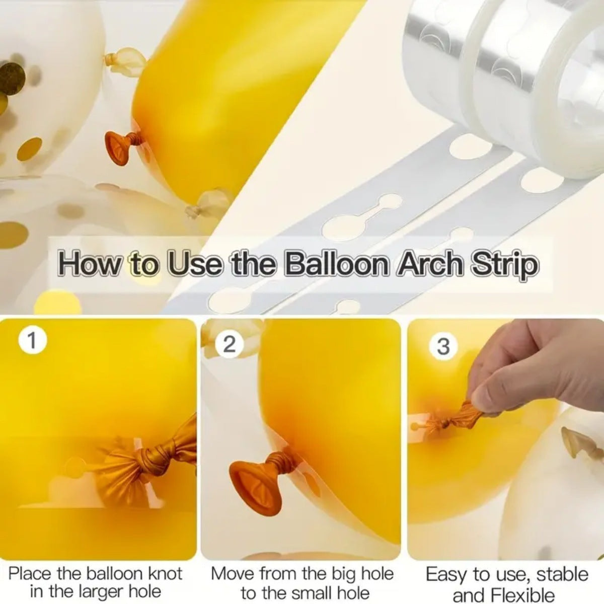 Set of 4 Balloon Arch Kit - Decorating Strips, Balloon Tie Tool, Glue Dots and Curling Ribbon