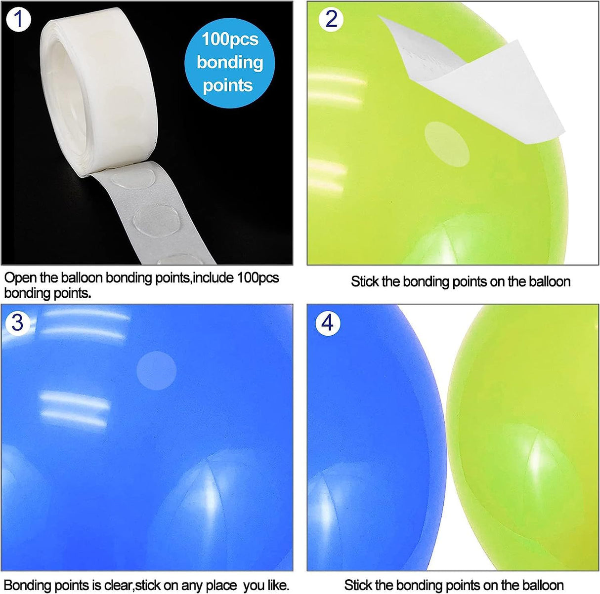 Set of 4 Balloon Arch Kit - Decorating Strips, Balloon Tie Tool, Glue Dots and Curling Ribbon