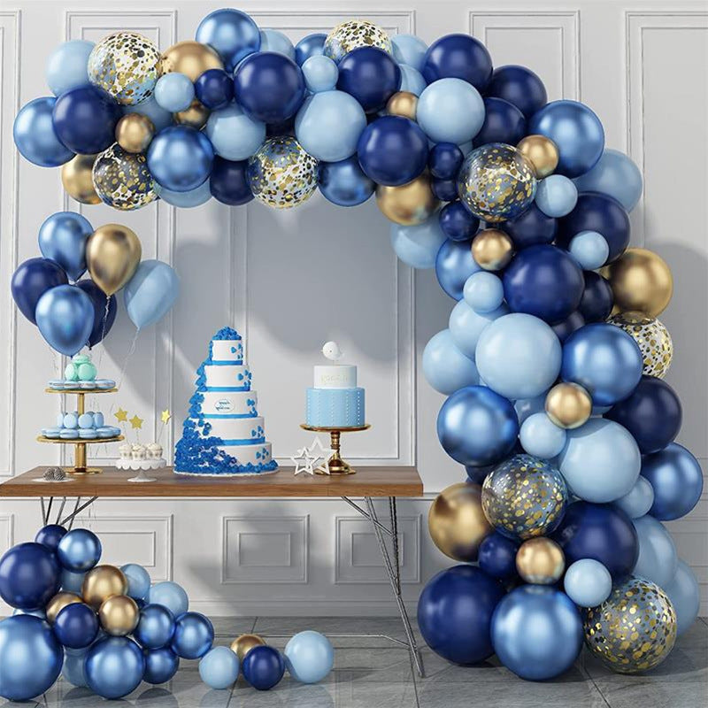 130 Pc Navy Blue Gold DIY Balloon Garland Kit