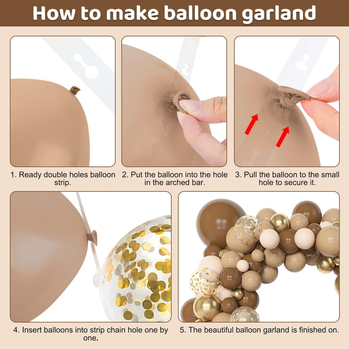 123 Pc Coffee Skin Color DIY Balloon Garland Kit
