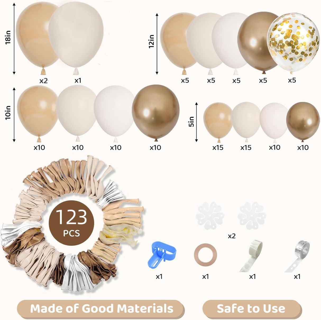 123 Pc Sandy White Skin DIY Balloon Garland Kit