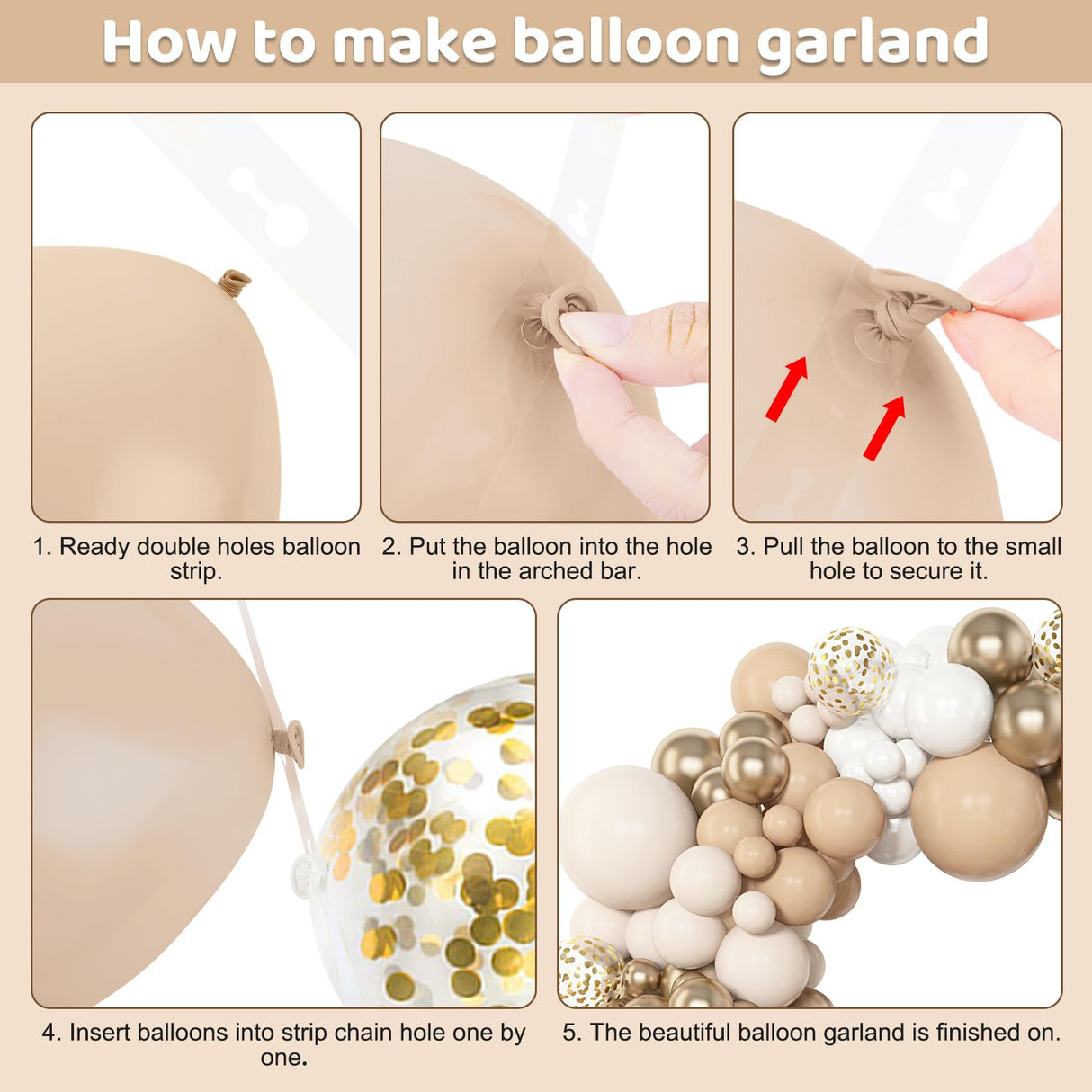 123 Pc Sandy White Skin DIY Balloon Garland Kit