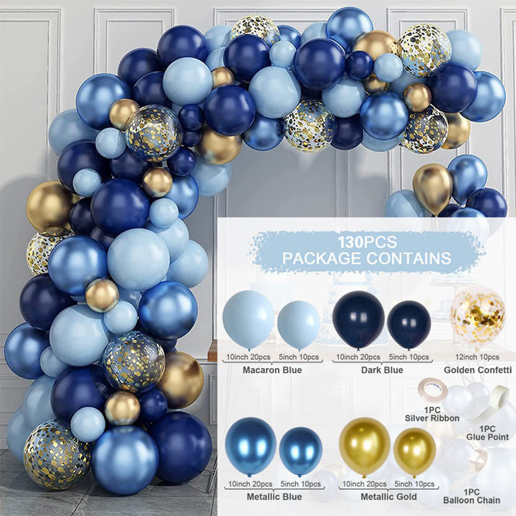 130 Pc Navy Blue Gold DIY Balloon Garland Kit