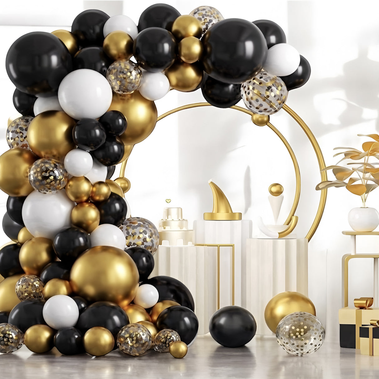 114 Pc Black Gold DIY Balloon Garland Kit