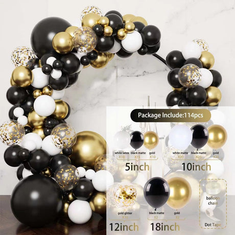 114 Pc Black Gold DIY Balloon Garland Kit
