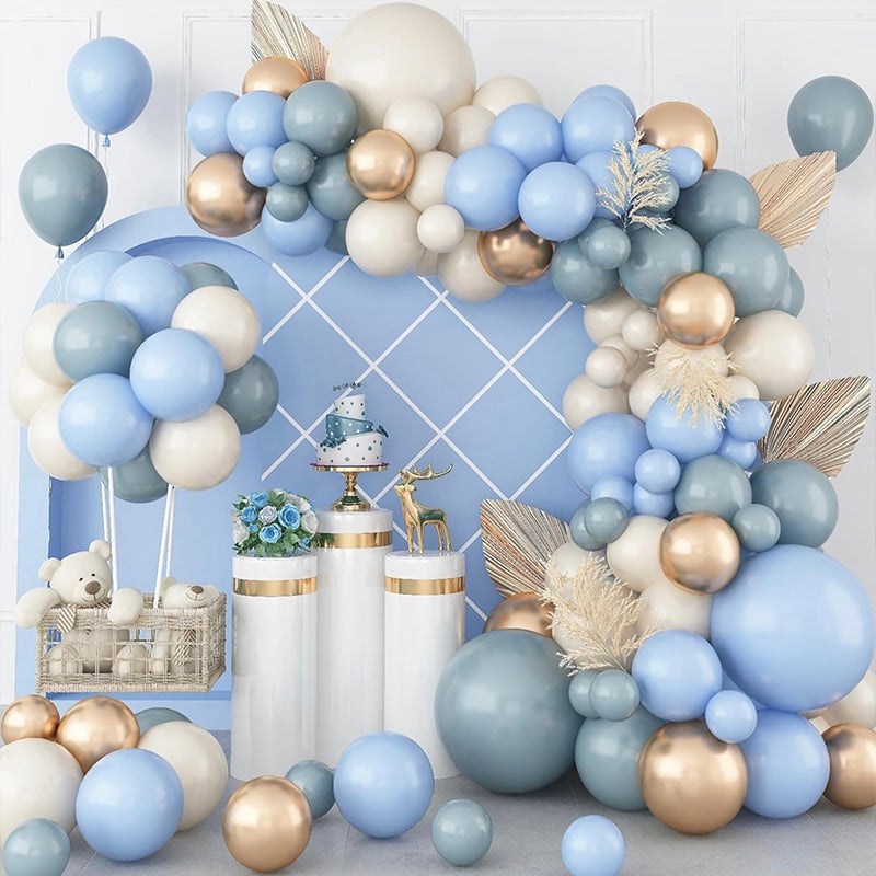 130 Pc Haze Blue Macaron Gray DIY Balloon Garland Kit