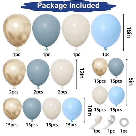 130 Pc Haze Blue Macaron Gray DIY Balloon Garland Kit