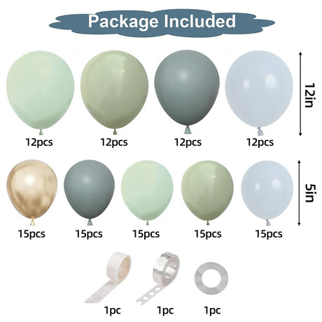 150 Pc Retro Ice Silk Mist Blue DIY Balloon Garland Kit