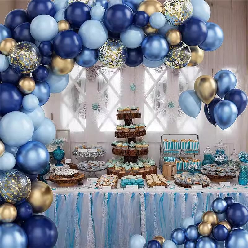 130 Pc Navy Blue Gold DIY Balloon Garland Kit