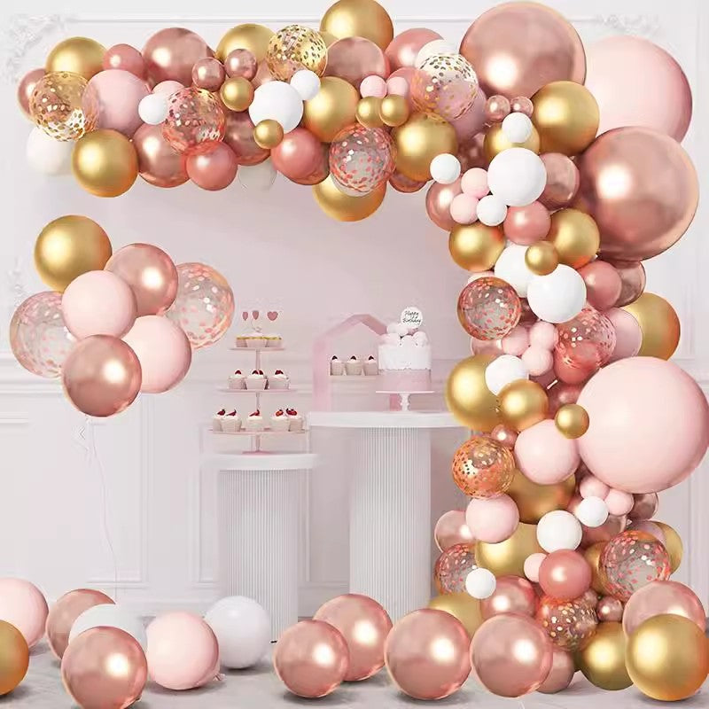 134 Pc Metallic Rose Gold DIY Balloon Garland Kit