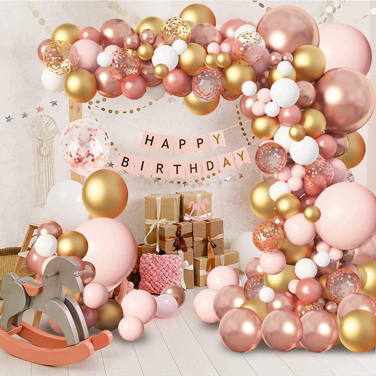 134 Pc Metallic Rose Gold DIY Balloon Garland Kit