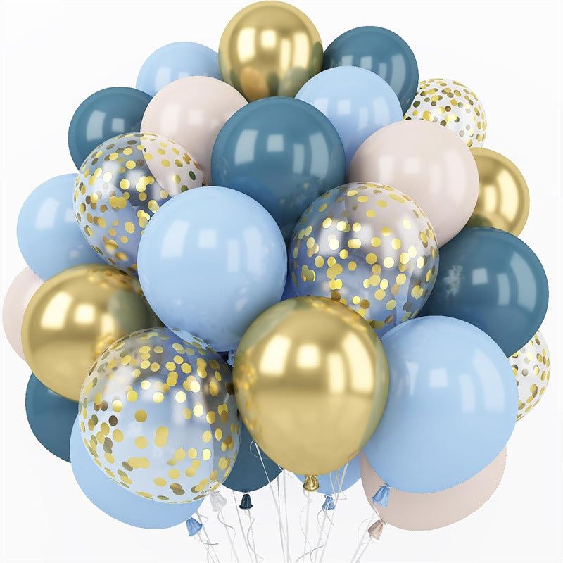 Set of 40 Blue Gold Party Balloon Kit 12"