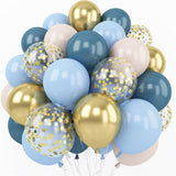 Set of 40 Blue Gold Party Balloon Kit 12"