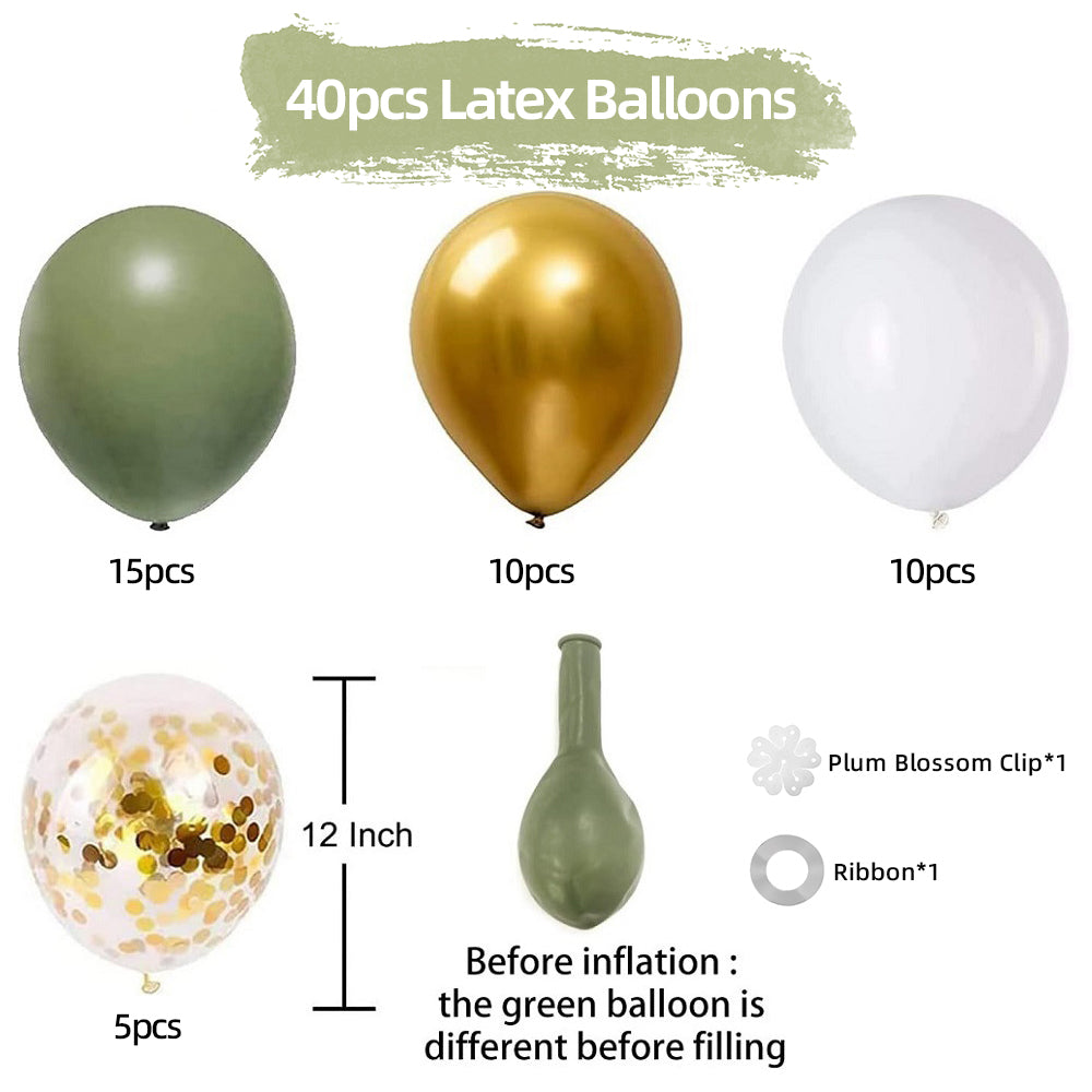 Set of 40 Avocado Green Party Balloon Kit 12"