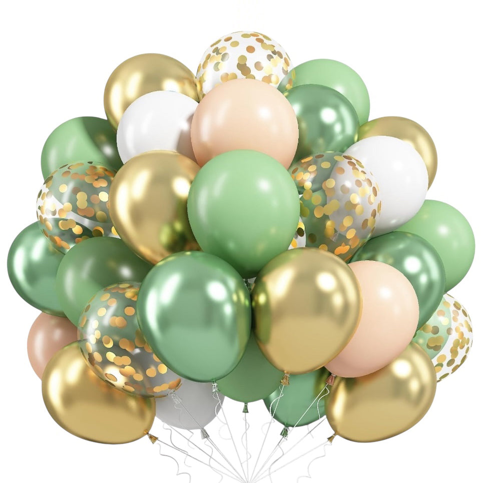 Set of 40 Retro Bean Green Party Balloon Kit 12"