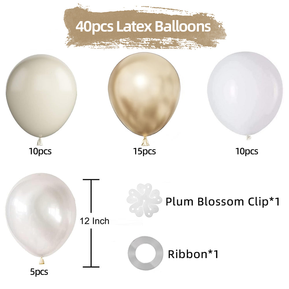 Set of 40 Retro Ivory Party Balloon Kit 12"