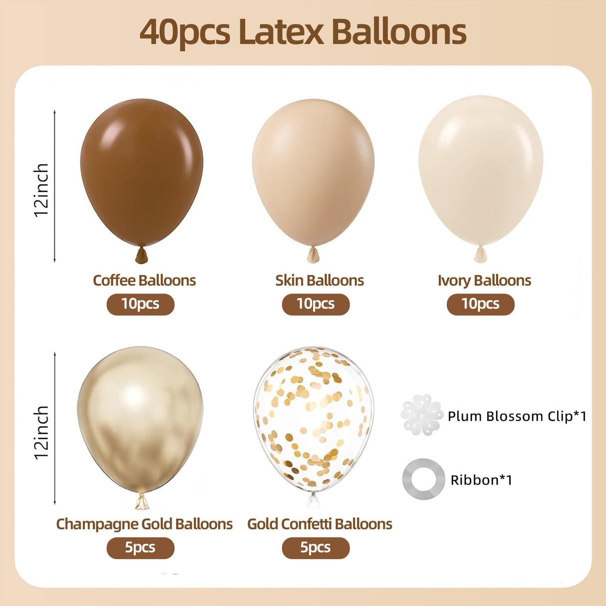 Set of 40 Coffee Party Balloon Kit 12"