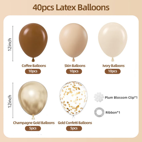 Set of 40 Coffee Party Balloon Kit 12"
