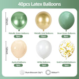 Set of 40 Retro Bean Green Party Balloon Kit 12"