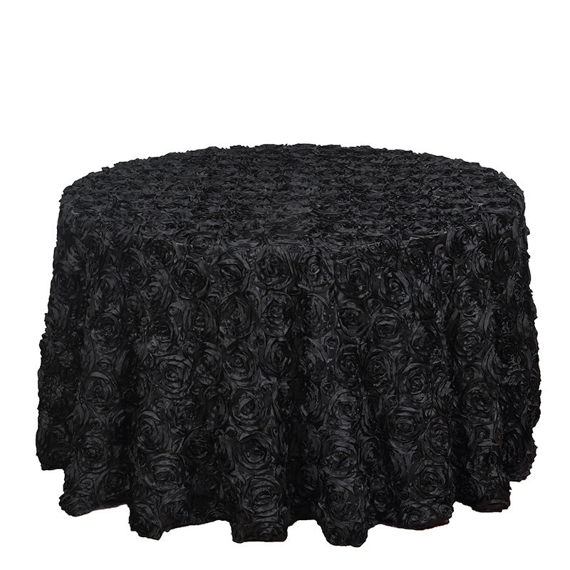 Satin Round Tablecloth 120" Black