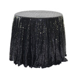 Sequin Round Tablecloth 132" Black