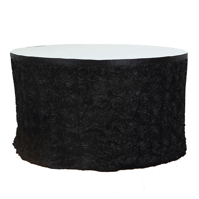 Rose Satin Table Skirt 21ft Black