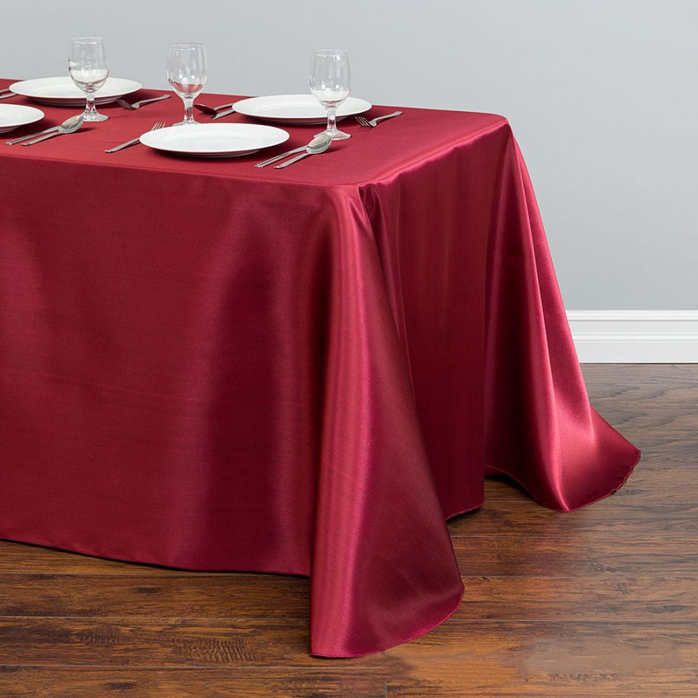 Satin Rectangular Tablecloth 57"x108" Burgundy-No splicing