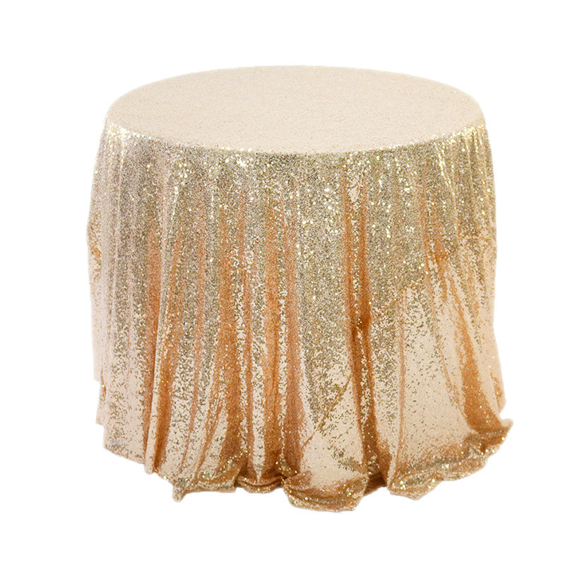 Sequin Round Tablecloth 132" Champagne Gold