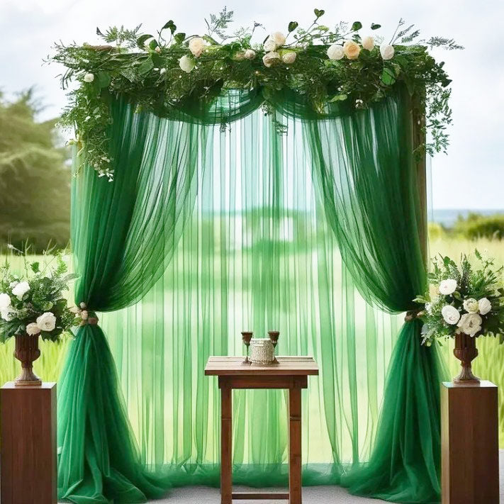 Chiffon Ceiling Drapery With Rod Pocket 5ftx32ft Dark Green