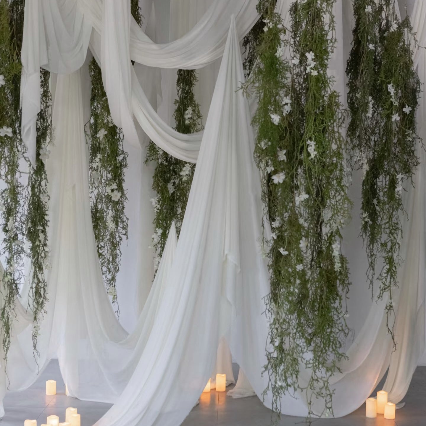 Chiffon Ceiling Drapery With Rod Pocket 5ftx32ft White