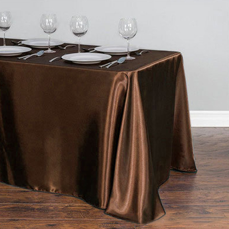 Satin Rectangular Tablecloth 90"x132" Chocolate-With splicing