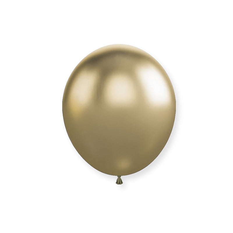 50 Pc Chrome Gold Latex Helium, Air or Water Balloons 10"