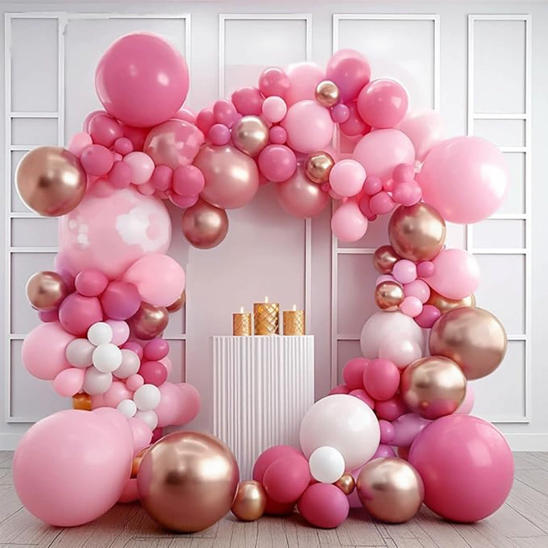 10 Pc Chrome Rose Gold  Latex Helium, Air or Water Balloons 18"