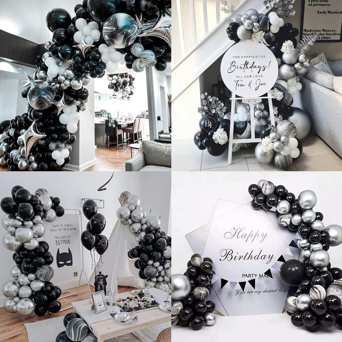 10 Pc Chrome Silver  Latex Helium, Air or Water Balloons 18"