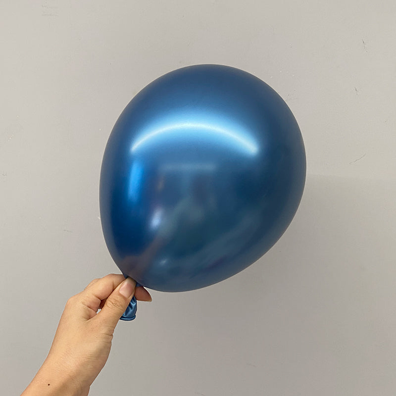 10 Pc Chrome Blue Latex Helium, Air or Water Balloons 18"