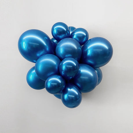 10 Pc Chrome Blue Latex Helium, Air or Water Balloons 18"