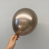 25 Pc Chrome Champagne Gold Latex Helium, Air or Water Balloons 12"