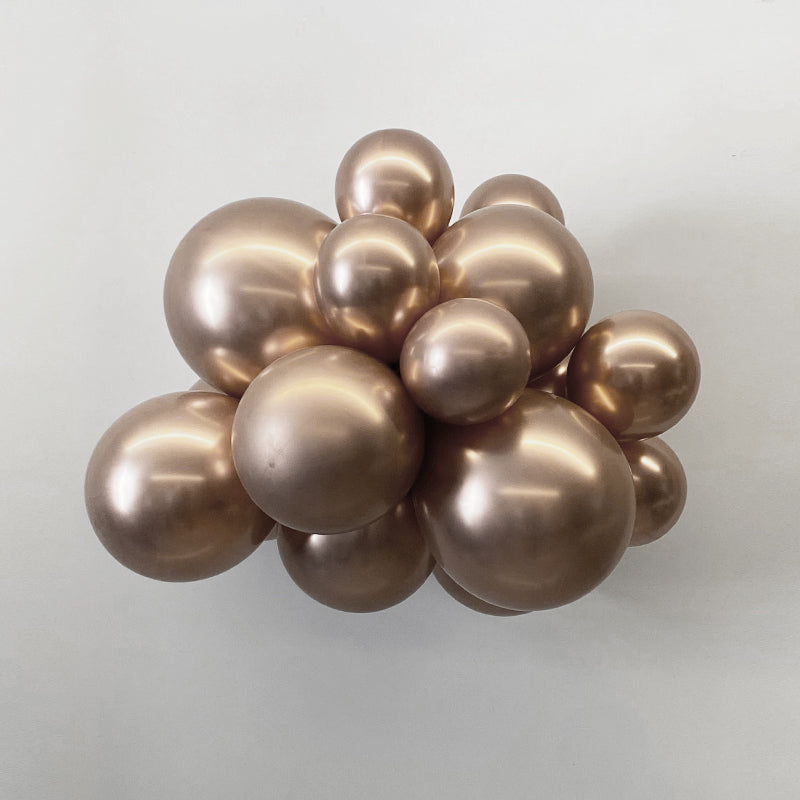 10 Pc Chrome Champagne Gold Latex Helium, Air or Water Balloons 18