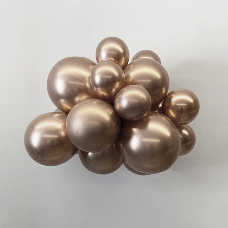 10 Pc Chrome Champagne Gold Latex Helium, Air or Water Balloons 18"