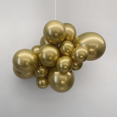10 Pc Chrome Gold  Latex Helium, Air or Water Balloons 18"