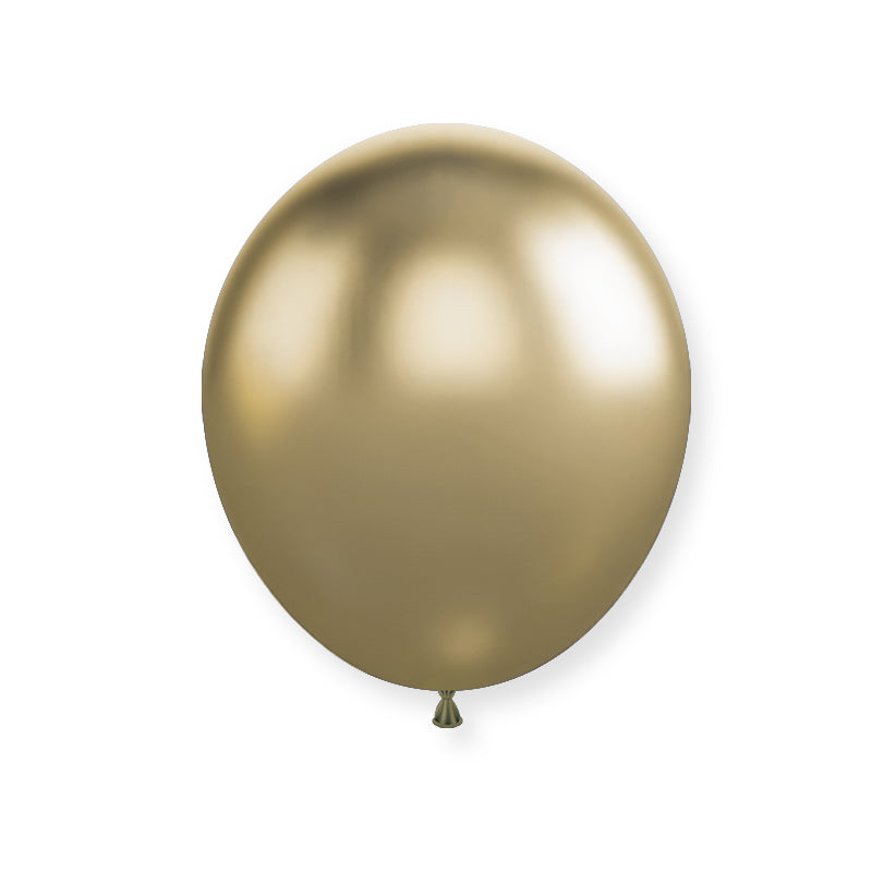 25 Pc Chrome Gold Latex Helium, Air or Water Balloons 12"