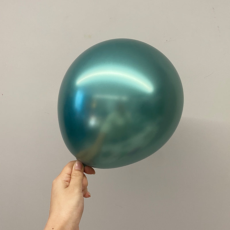25 Pc Chrome Green Latex Helium, Air or Water Balloons 12"